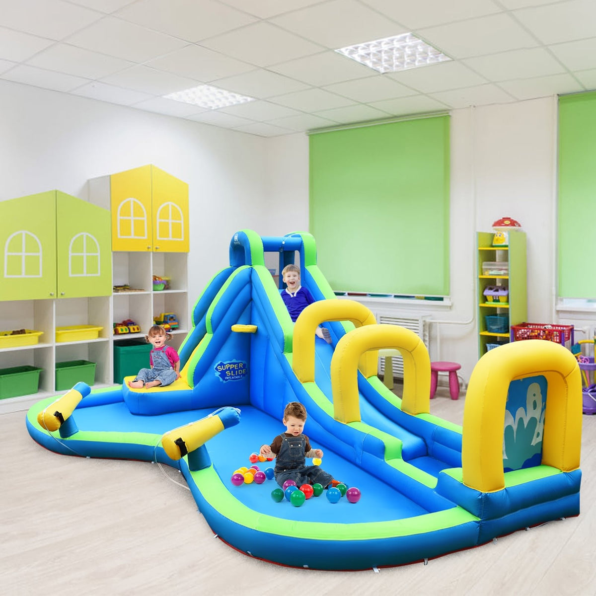 Inflatable Water Slide Kids Bounce House with Water Cannons and Hose Without Blower view 7
