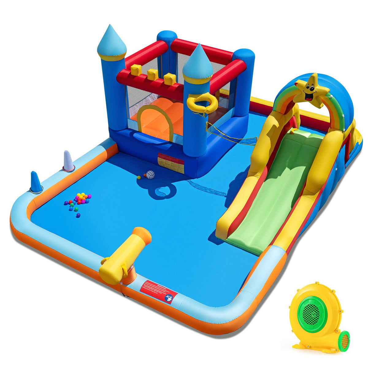 Inflatable Water Slide Park Bouncy Castle with Climbing Wall with Blower view 3