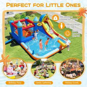 Inflatable Water Slide Park Bouncy Castle with Climbing Wall with Blower view 9