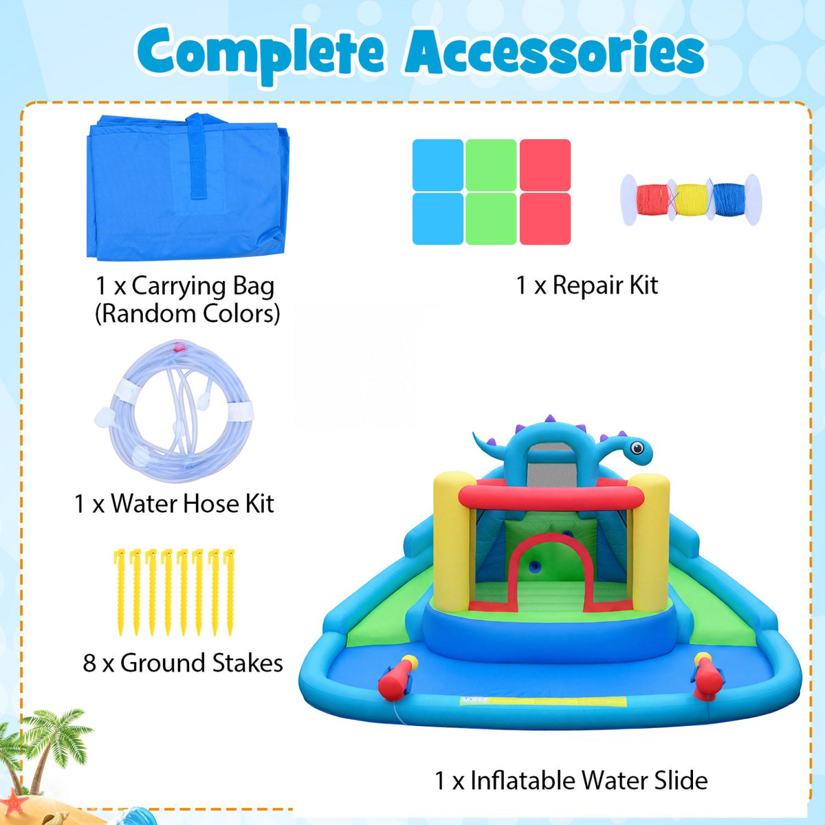 Inflatable Water Slide Park Dinosaur-themed Kids Inflatable Bounce House view 6