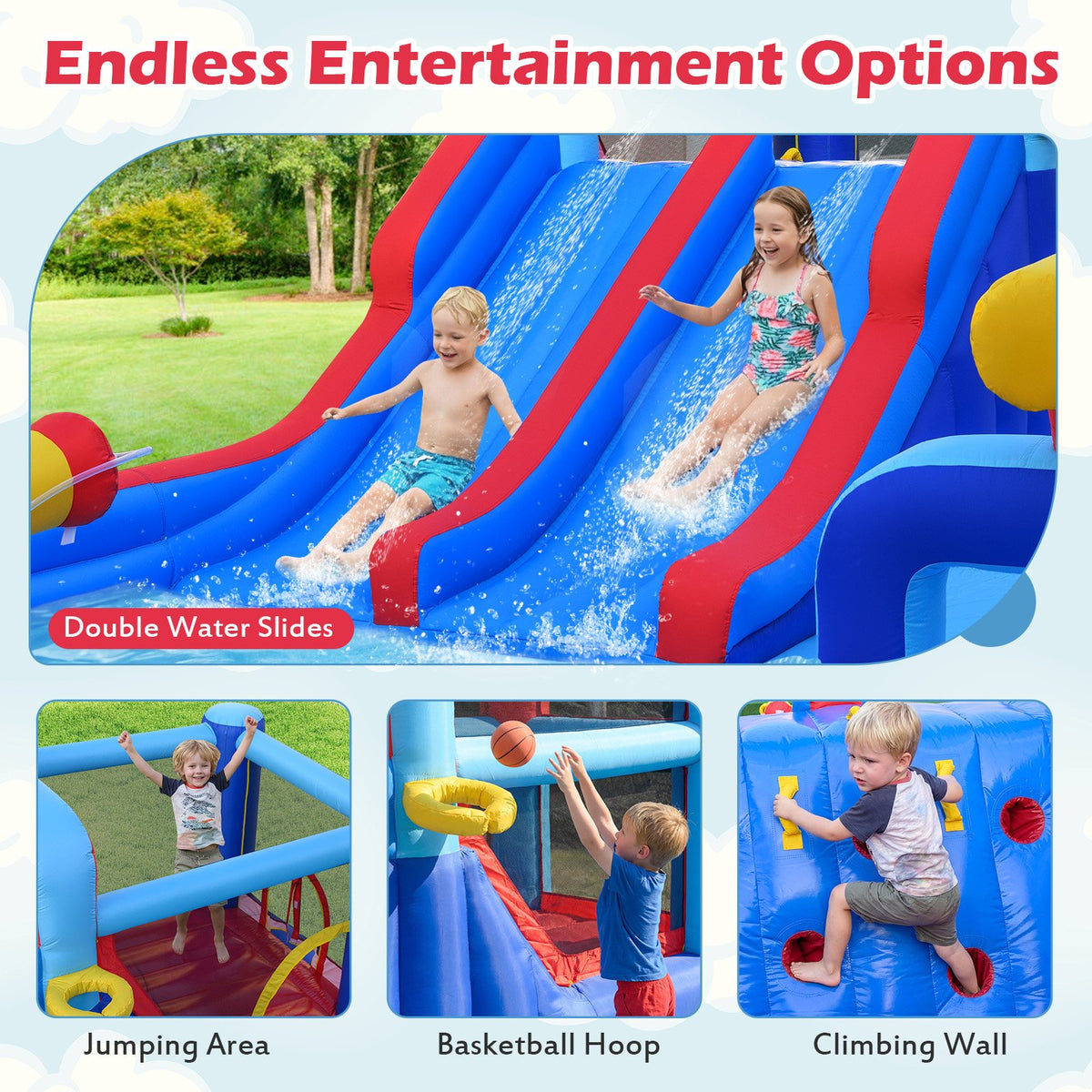 Inflatable Water Slide Park for Kids Backyard Outdoor Fun (without Blower) view 7