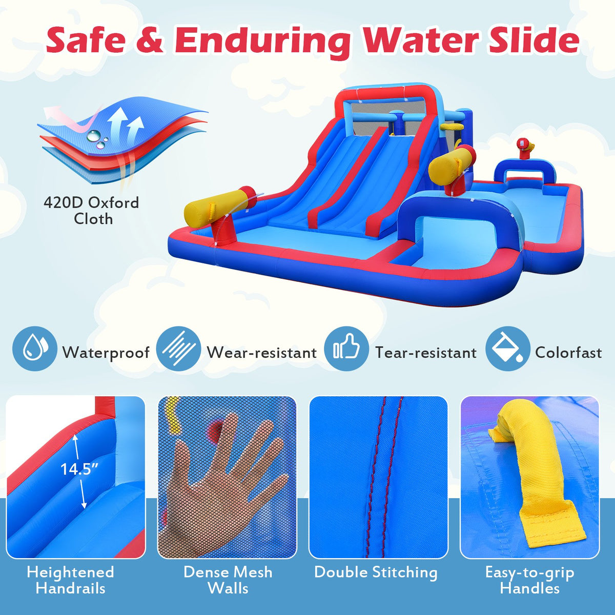 Inflatable Water Slide Park for Kids Backyard Outdoor Fun (without Blower) view 9