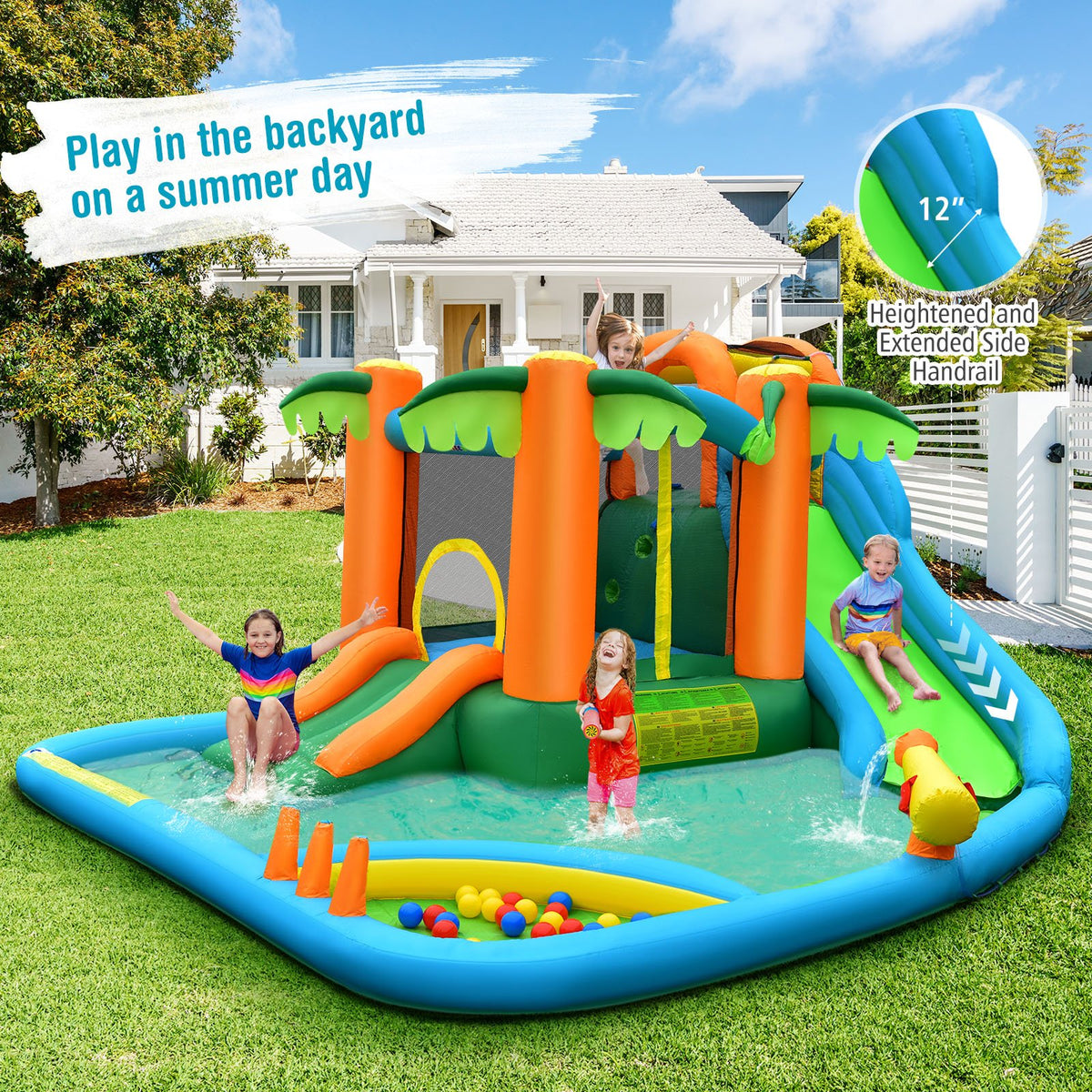 Inflatable Water Slide Park with Upgraded Handrail without Blower view 2