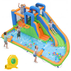 Inflatable Water Slide Park with with 780W Blower and Splash Pool for Yard Party view 3