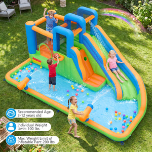 Inflatable Water Slide Park with with 780W Blower and Splash Pool for Yard Party view 8