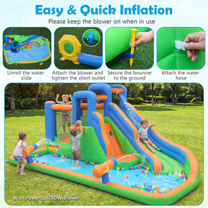 Inflatable Water Slide Park with with 780W Blower and Splash Pool for Yard Party view 9