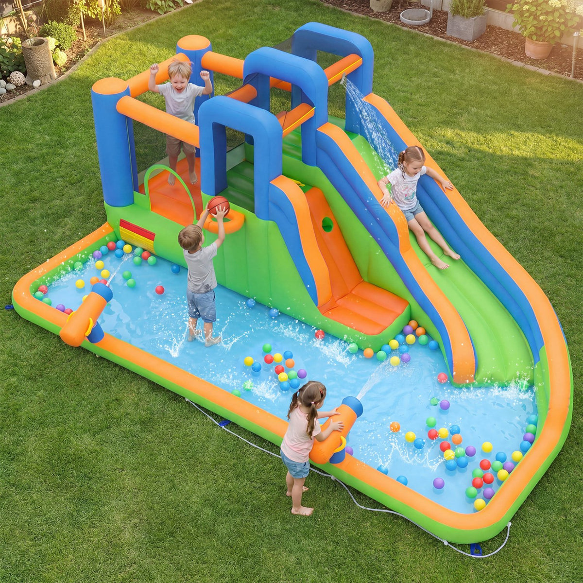 Inflatable Water Slide with Dual Climbing Walls and Blower Excluded view 2