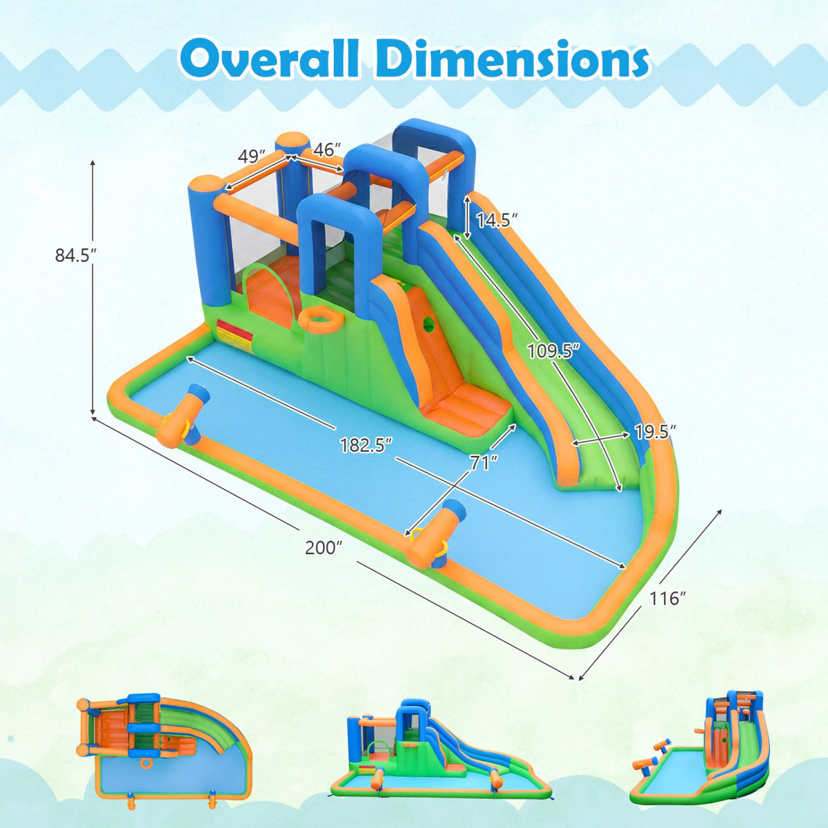 Inflatable Water Slide with Dual Climbing Walls and Blower Excluded view 4