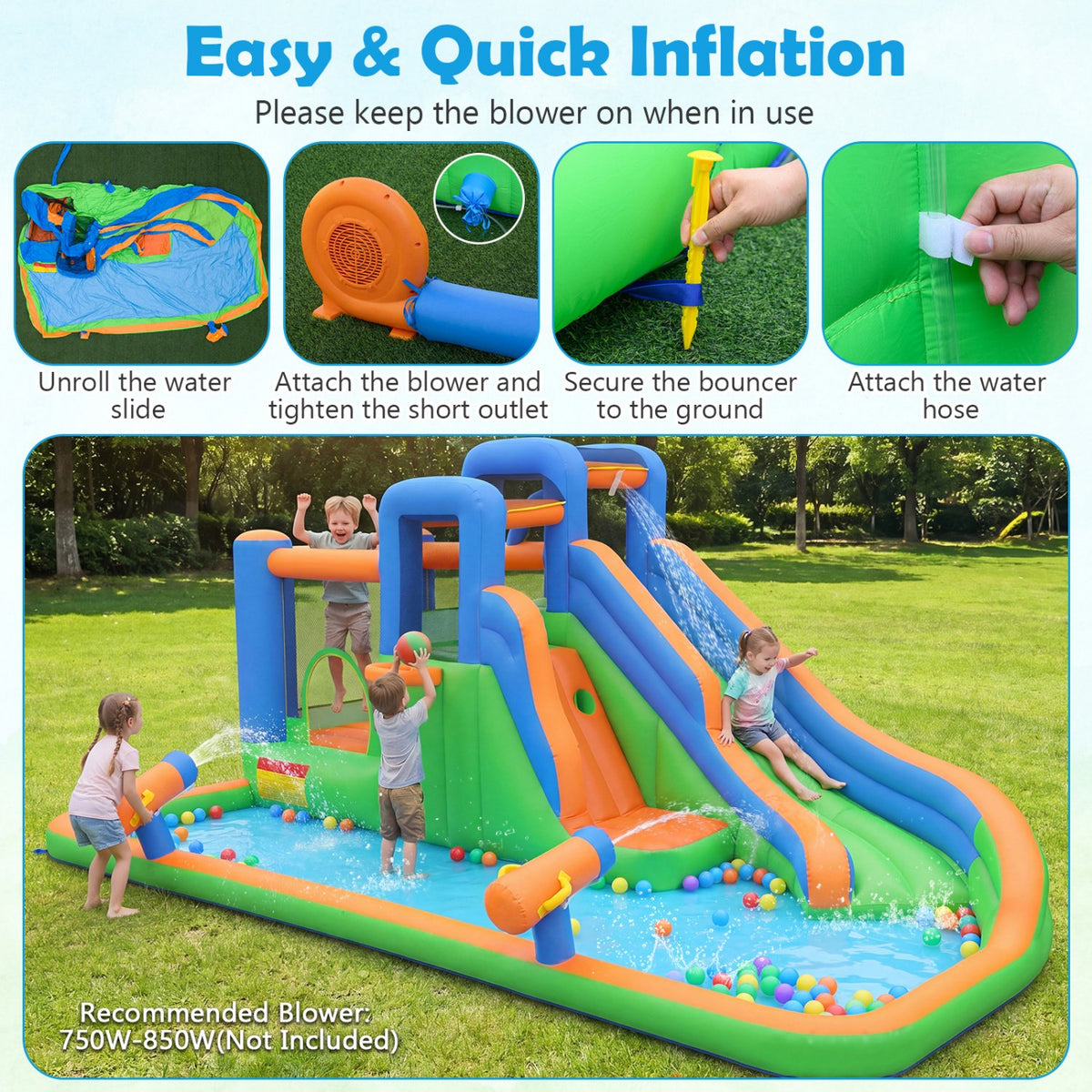 Inflatable Water Slide with Dual Climbing Walls and Blower Excluded view 9