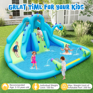 Inflatable Water Slide with Dual Slides and Large Splash Pool (Without Blower) view 2