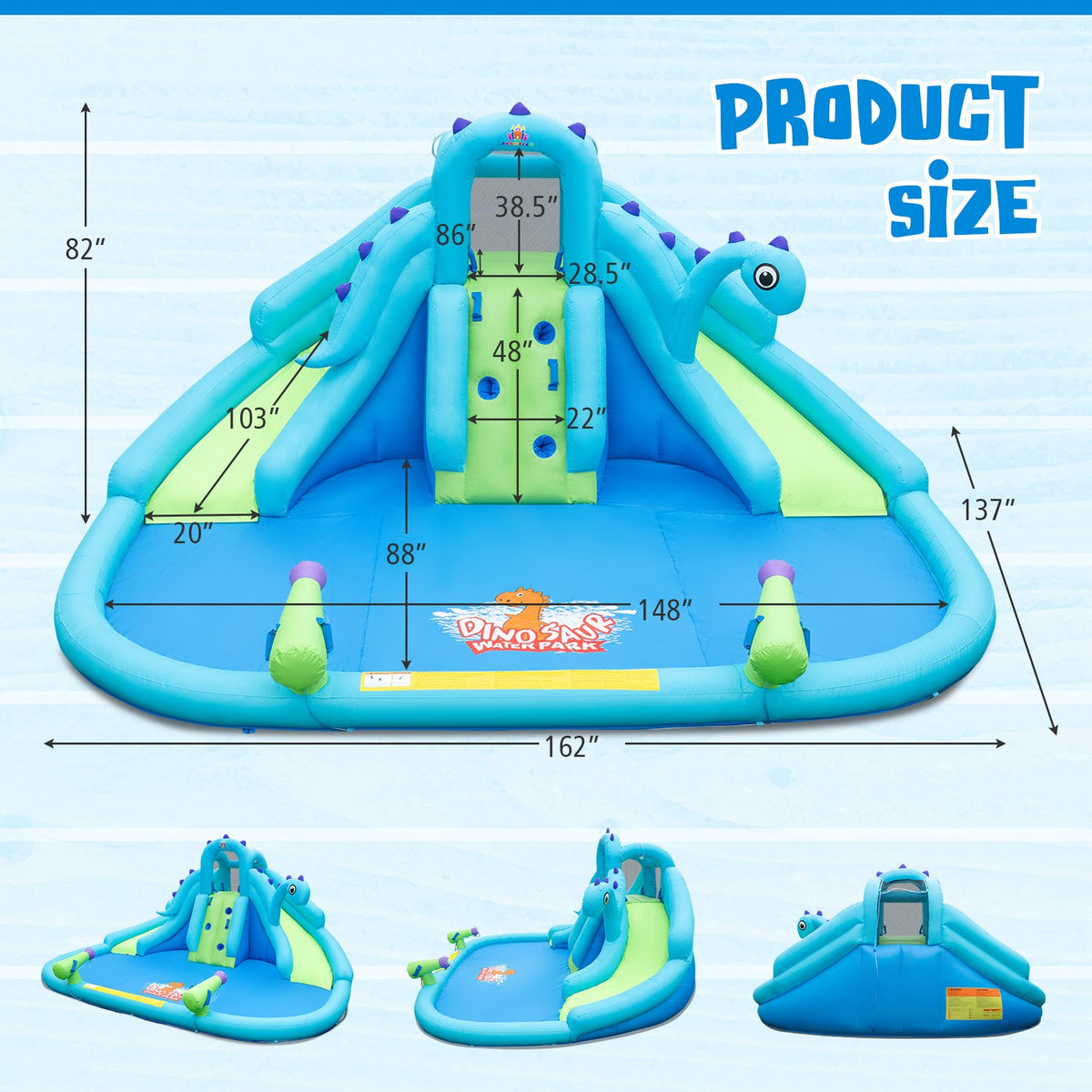 Inflatable Water Slide with Dual Slides and Large Splash Pool (Without Blower) view 4