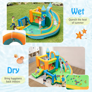 Inflatable Water Slide with Dual Slides and Splash Pool Bounce House with 680W Blower view 7