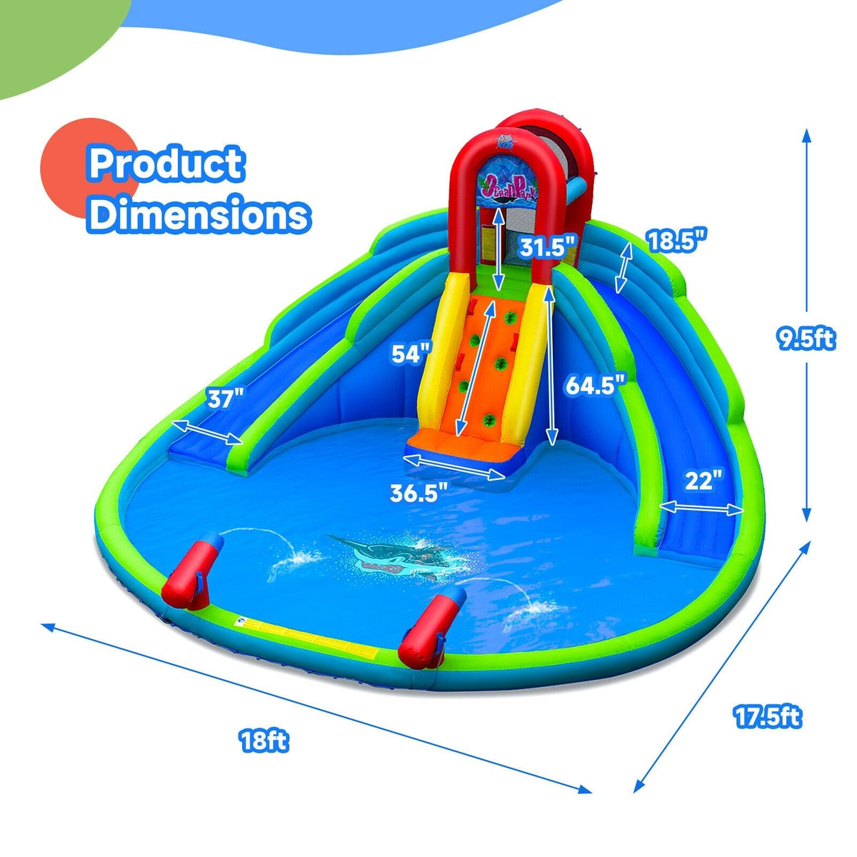 Inflatable Waterslide Bounce House with Upgraded Handrail without Blower view 4