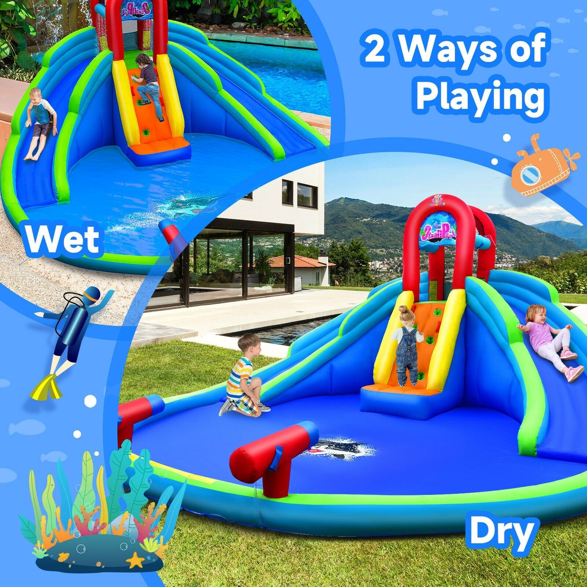 Inflatable Waterslide Bounce House with Upgraded Handrail without Blower view 5