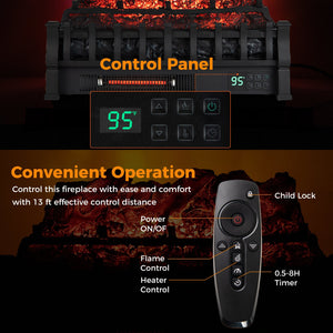 Infrared Quartz Electric Fireplace with Adjustable 3D Flame Colors and Overheat Protection-Black view 7