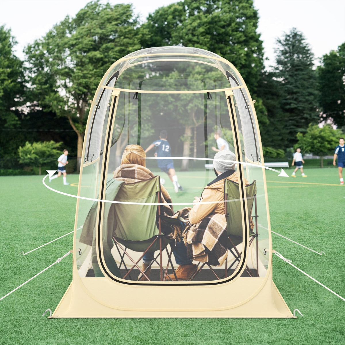 Instant Pop up Sports Tent with Carrying Bag and Floor Mat for 1-2/5-6 People-S view 3