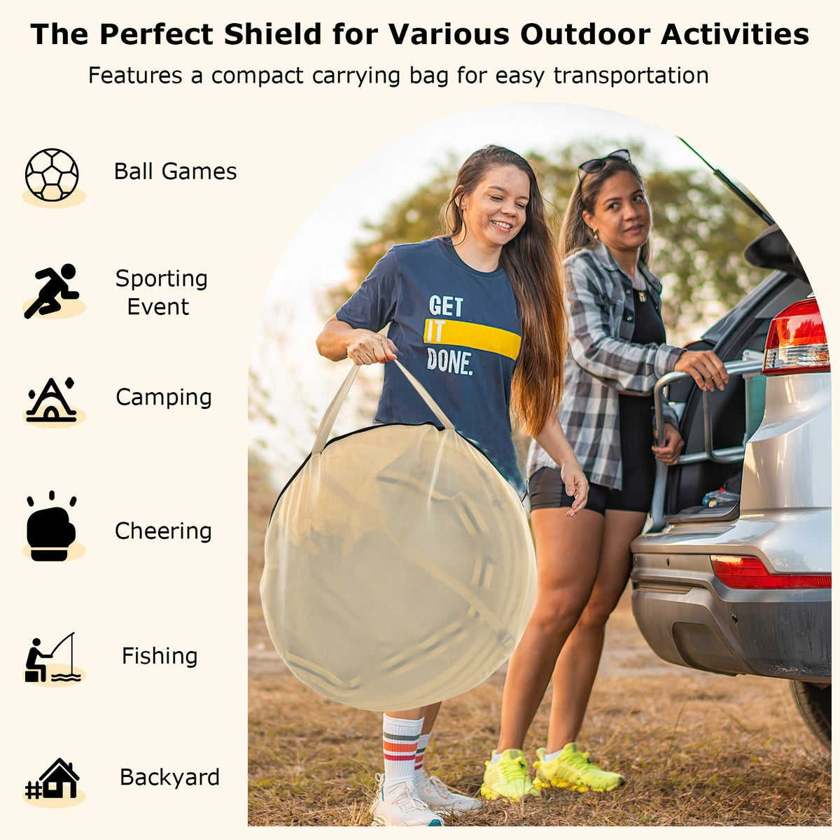 Instant Pop up Sports Tent with Carrying Bag and Floor Mat for 1-2/5-6 People-S view 8