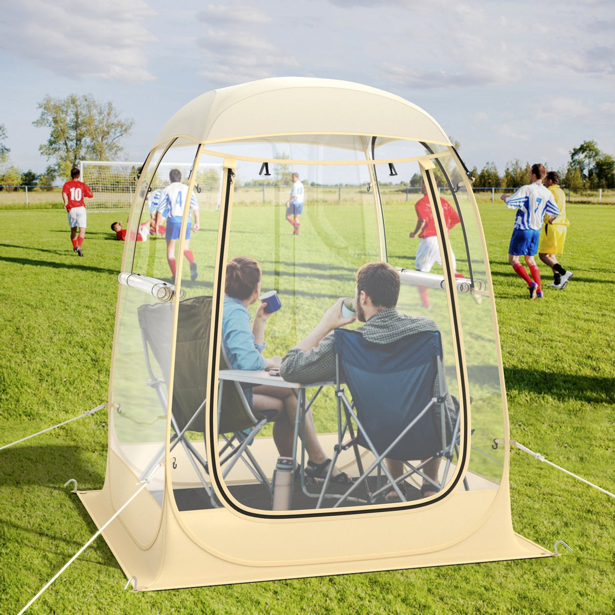 Instant Pop up Sports Tent with Carrying Bag and Floor Mat for 1-2/5-6 People-S view 9