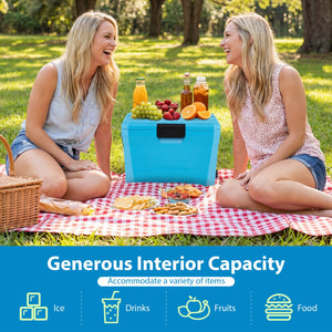 Insulated Portable Cooler Hard Shell Ice Chest with 2 Cup Holders-Blue view 7
