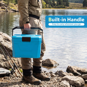 Insulated Portable Cooler Hard Shell Ice Chest with 2 Cup Holders-Blue view 8