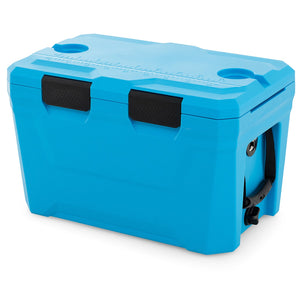 Insulated Portable Cooler Hard Shell Ice Chest with 2 Cup Holders Bottle Opener and Drain Plug-Blue view 4