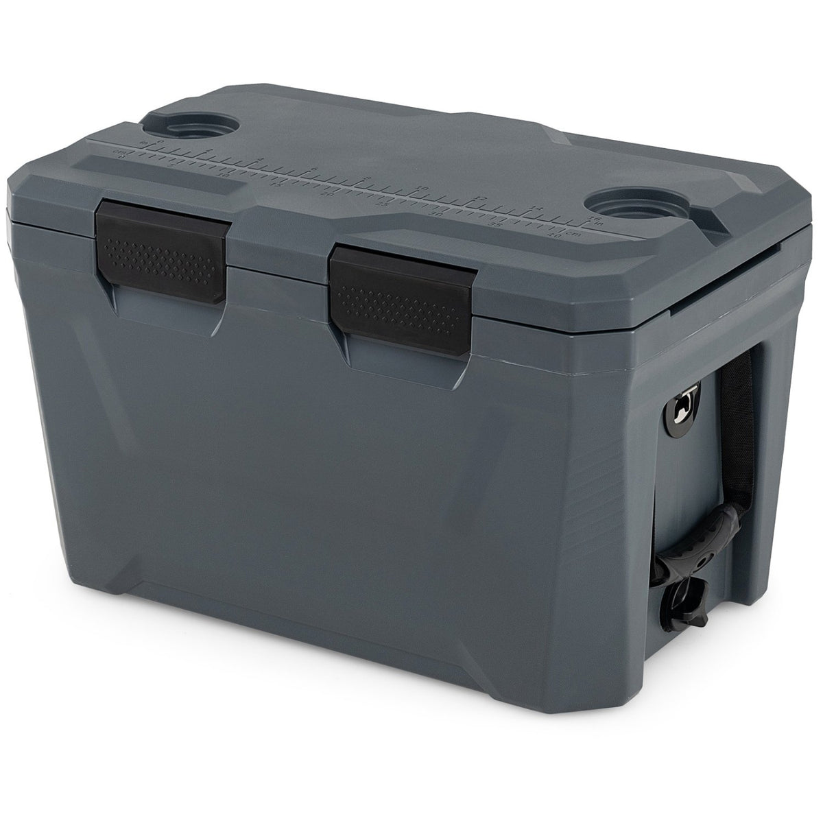 Insulated Portable Cooler Hard Shell Ice Chest with 2 Cup Holders Bottle Opener and Drain Plug-Gray view 4