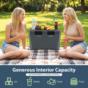 Insulated Portable Cooler Hard Shell Ice Chest with 2 Cup Holders Bottle Opener and Drain Plug-Gray view 7