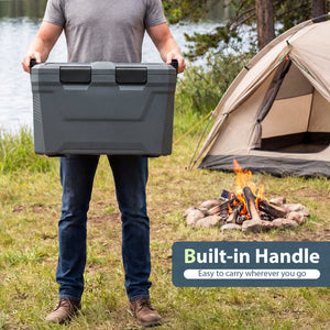 Insulated Portable Cooler Hard Shell Ice Chest with 2 Cup Holders Bottle Opener and Drain Plug-Gray view 8