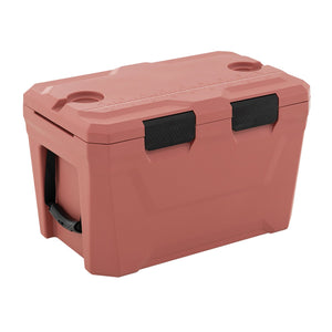 Insulated Portable Cooler Hard Shell Ice Chest with 2 Cup Holders Bottle Opener and Drain Plug-Pink