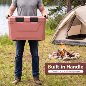 Insulated Portable Cooler Hard Shell Ice Chest with 2 Cup Holders Bottle Opener and Drain Plug-Pink view 8