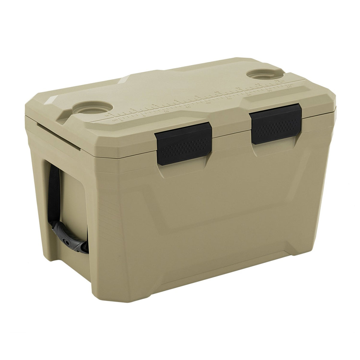 Insulated Portable Cooler Hard Shell Ice Chest with 2 Cup Holders Bottle Opener and Drain Plug-Sand Color