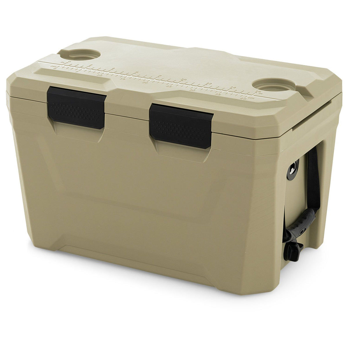 Insulated Portable Cooler Hard Shell Ice Chest with 2 Cup Holders Bottle Opener and Drain Plug-Sand Color view 4