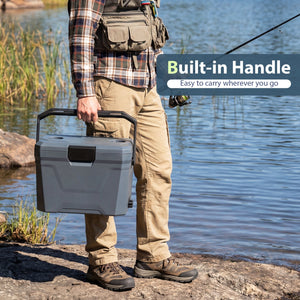 Insulated Portable Cooler Hard Shell Ice Chest with 2 Cup Holders-Gray view 8