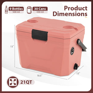 Insulated Portable Cooler Hard Shell Ice Chest with 2 Cup Holders-Pink view 5