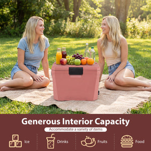 Insulated Portable Cooler Hard Shell Ice Chest with 2 Cup Holders-Pink view 7
