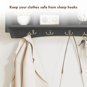 Coat Rack Wall Mount with Shelf, 28" Wall Coat Rack with 5 Hooks and 4 Compartments for Living Room – view 4