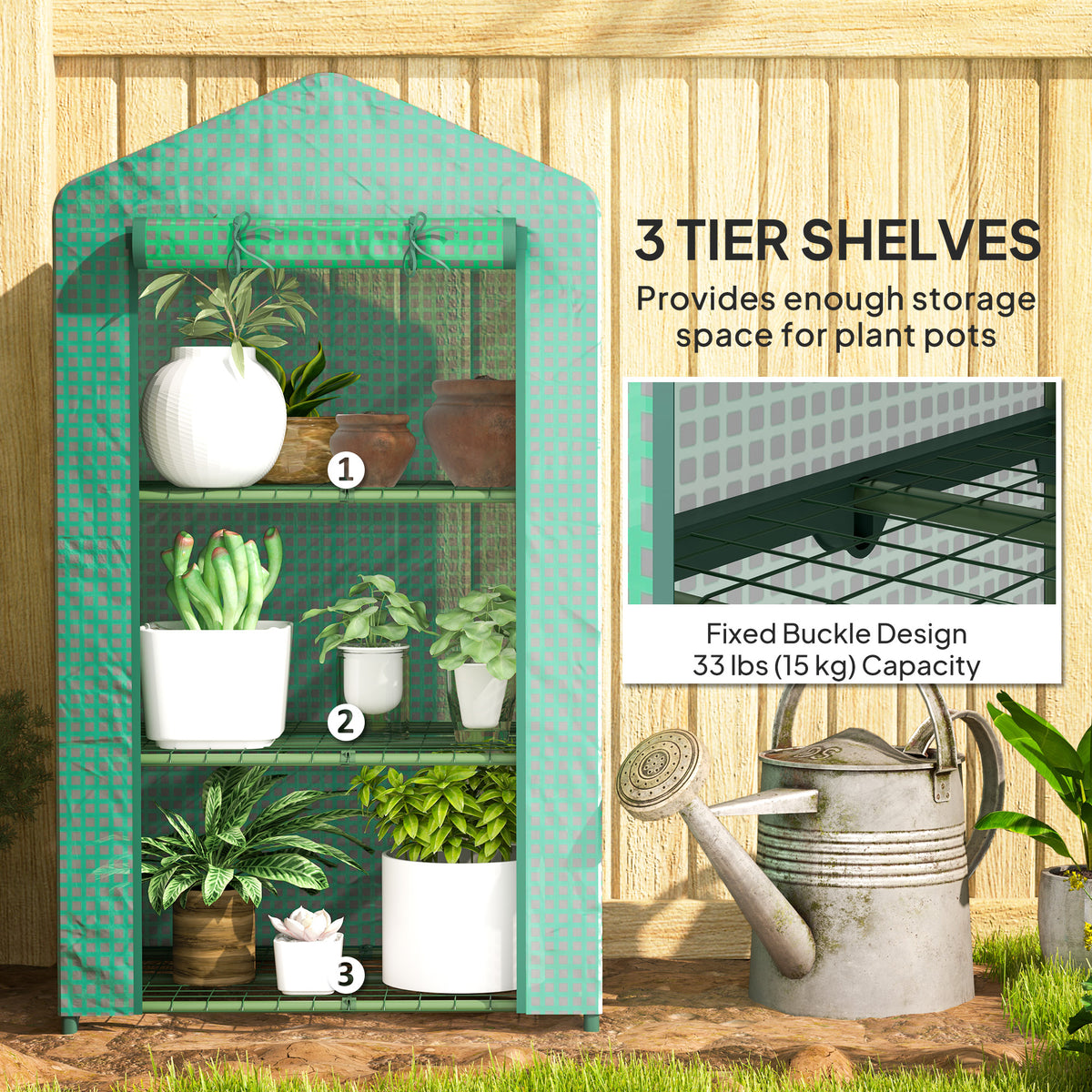 5 Tier Mini Greenhouse, Portable Outdoor Flower Stand with Shelf Clips, Indoor Greenhouse with Steel Frame – view 13