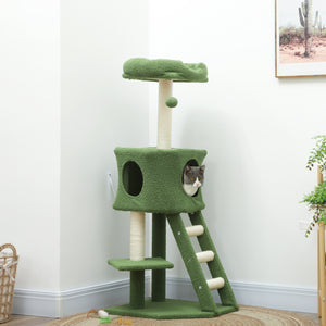 47" Tall Cat Tree Tower with Condo, Ladder, Scratching Posts and Hanging Ball, Light Grey – view 14