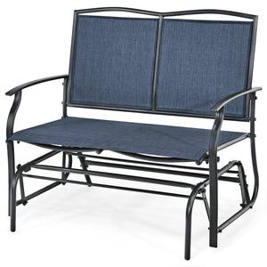 Iron Patio Rocking Chair for Outdoor Backyard and Lawn-Navy view 4