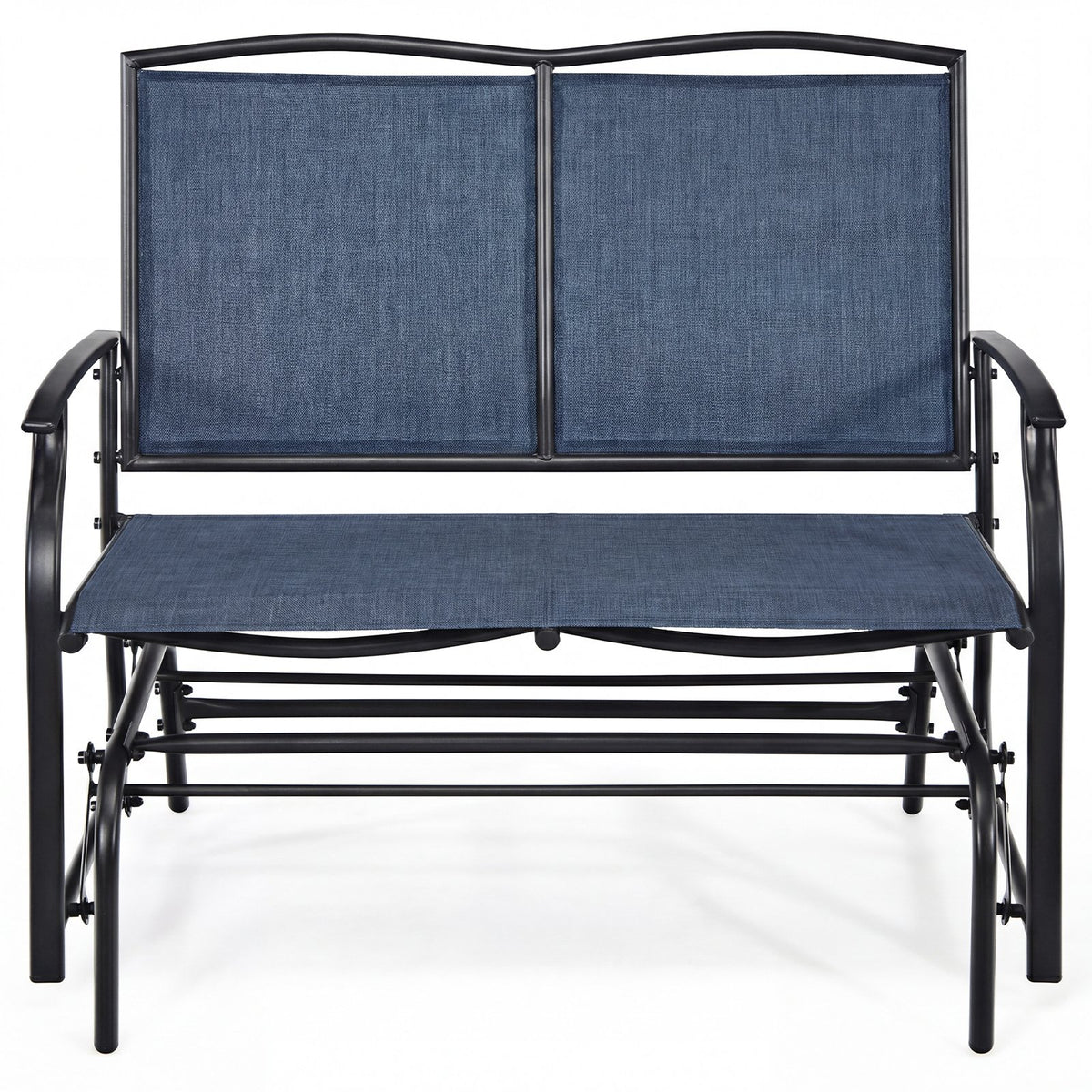 Iron Patio Rocking Chair for Outdoor Backyard and Lawn-Navy view 6