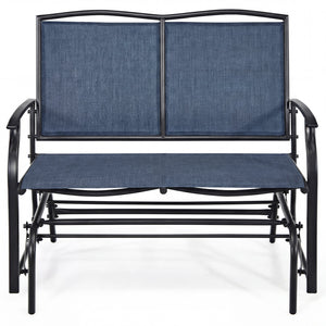Iron Patio Rocking Chair for Outdoor Backyard and Lawn-Navy view 6