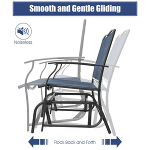 Iron Patio Rocking Chair for Outdoor Backyard and Lawn-Navy view 9