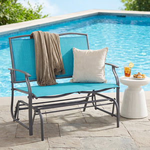 Iron Patio Rocking Chair for Outdoor Backyard-Turquoise view 2