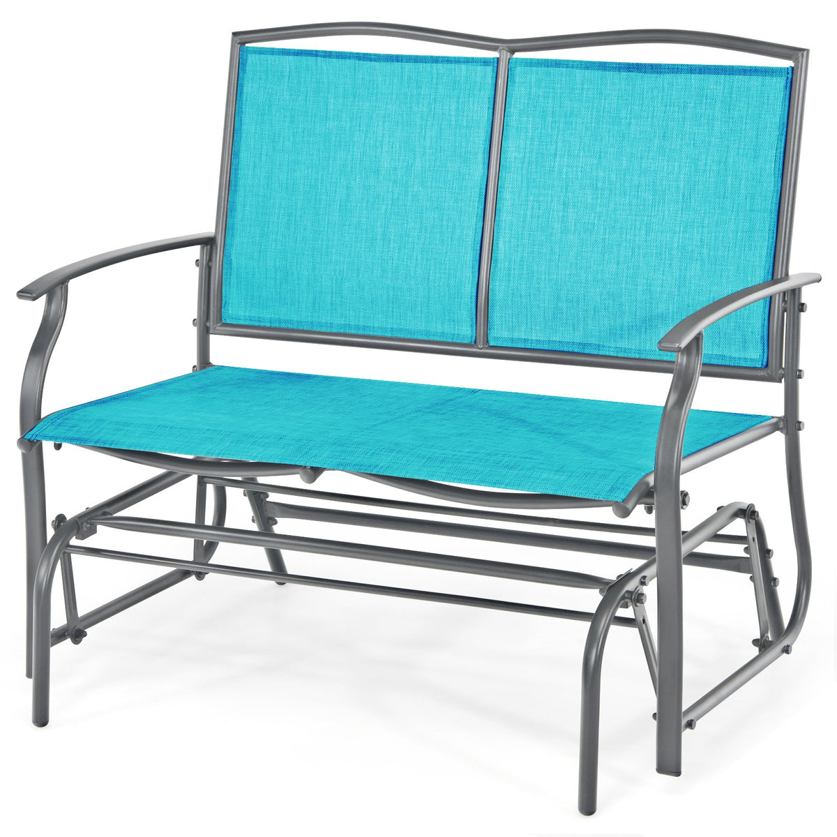 Iron Patio Rocking Chair for Outdoor Backyard-Turquoise view 4