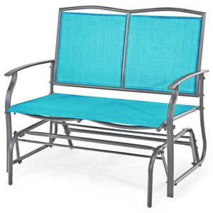 Iron Patio Rocking Chair for Outdoor Backyard-Turquoise view 4