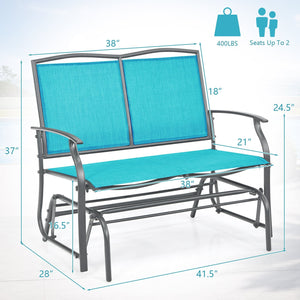 Iron Patio Rocking Chair for Outdoor Backyard-Turquoise view 5
