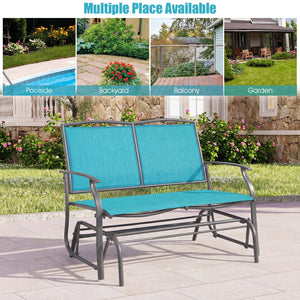 Iron Patio Rocking Chair for Outdoor Backyard-Turquoise view 8