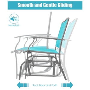 Iron Patio Rocking Chair for Outdoor Backyard-Turquoise view 9