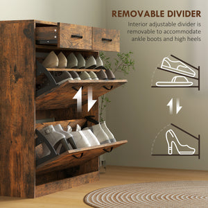 Narrow Shoe Storage with 2 Flip Drawers and Adjustable Shelves Shoe Cabinet Organizer for 12 Pairs of – view 12