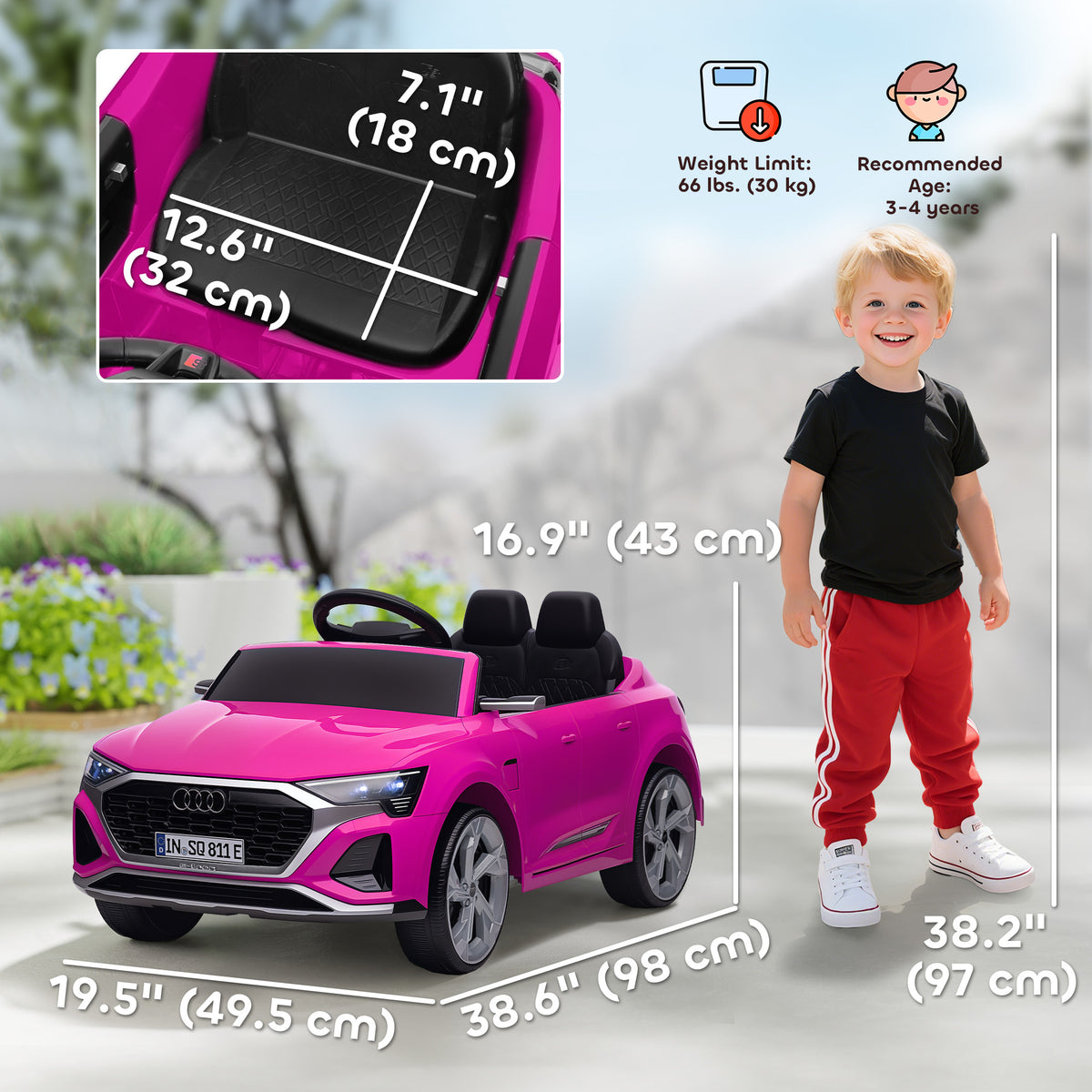 Qaba 12V Battery Powered Kids Electric Car, Audi Q8 etron Sportback Licensed Ride on Car w/ Remote Control